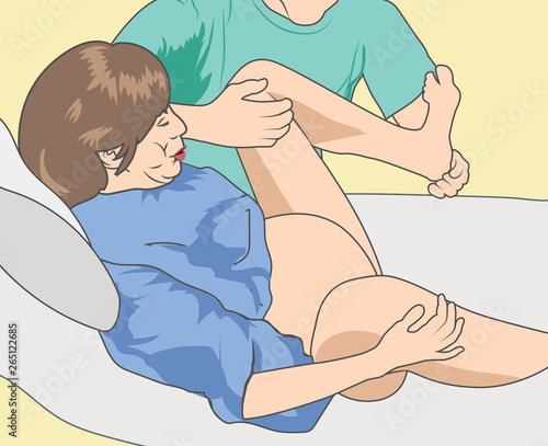 Pregnancy labor position - knees up, with a support person