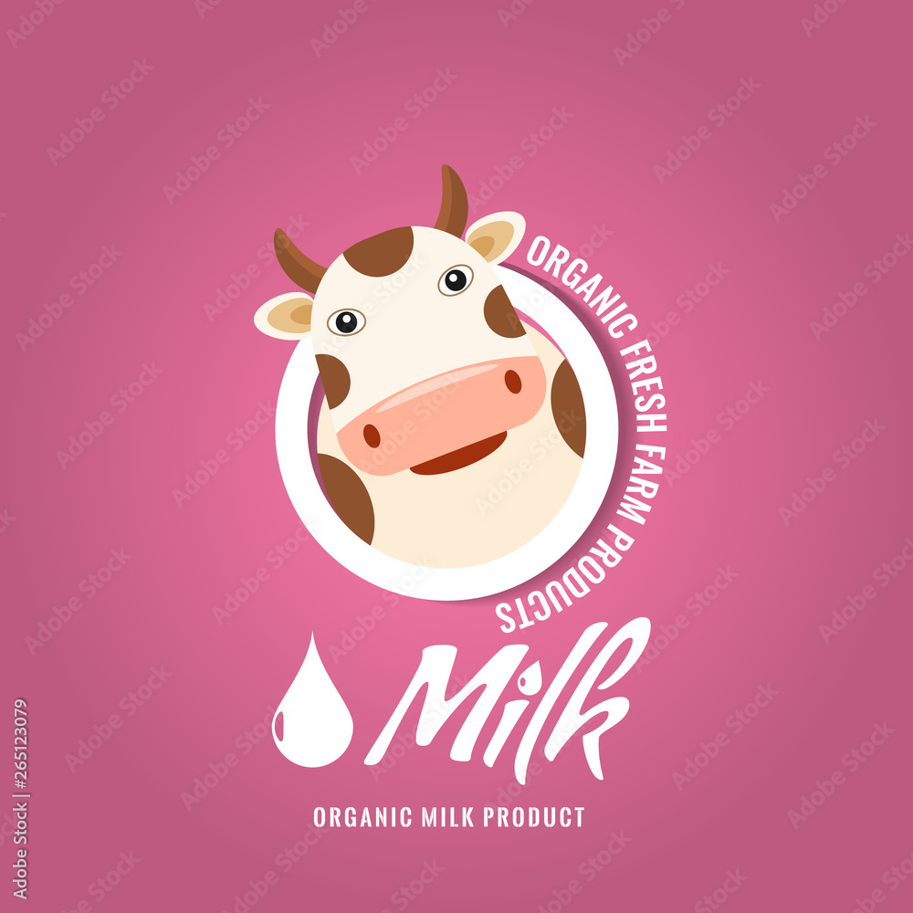 Funny cow head in a circle shape for your logo design. Cartoon style vector illustration. Funny cow head in a circle shape for your logo design. Cartoon style vector illustration.