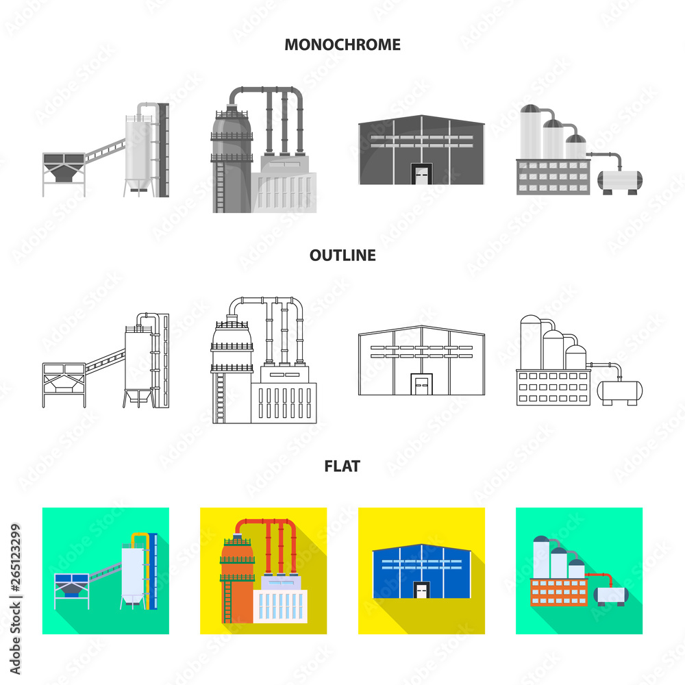 Vector illustration of production and structure symbol. Set of production and technology stock symbol for web.