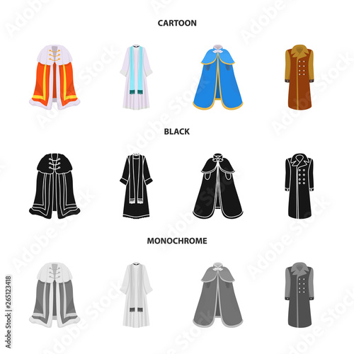 Vector illustration of material and clothing icon. Collection of material and garment stock symbol for web.