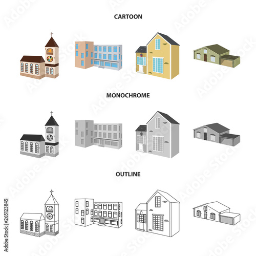 Vector design of facade and housing logo. Set of facade and infrastructure vector icon for stock.