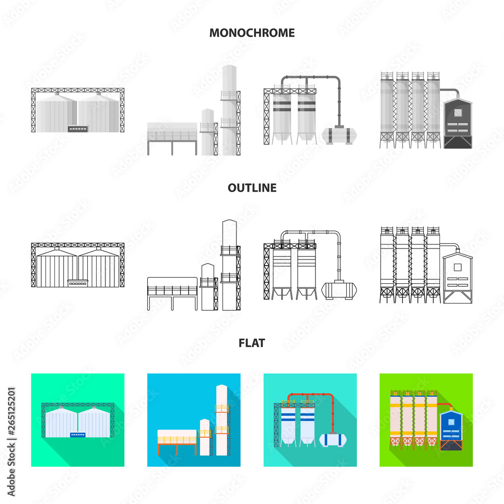 Vector illustration of production and structure sign. Set of production and technology stock symbol for web.