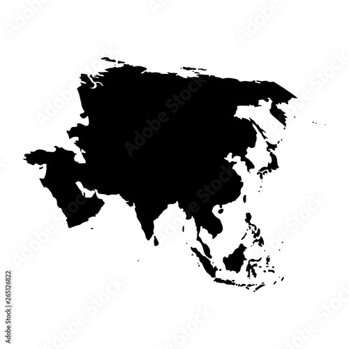 Vector map Asia. Isolated vector Illustration. Black on White background. EPS 10 Illustration. © Vector Map