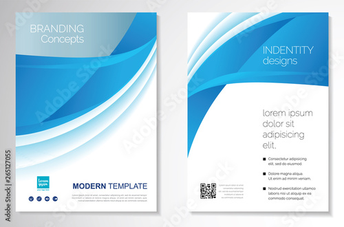 Template vector design for Brochure, AnnualReport, Magazine, Poster, Corporate Presentation, Portfolio, Flyer, infographic, layout modern with blue color size A4, Front and back, Easy to use and edit.