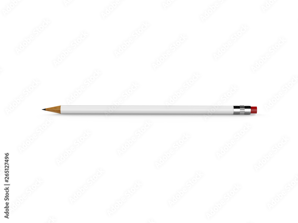 Blank white round pencil mock up template on isolated white background, 3d illustration Blank white round pencil mock up template on isolated white background, 3d illustration