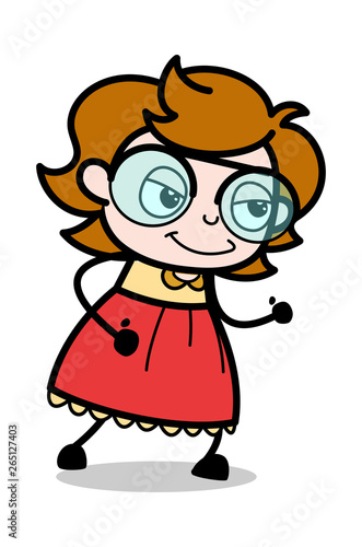 Running Pose - Teenager Cartoon Intelligent Girl Vector Illustration