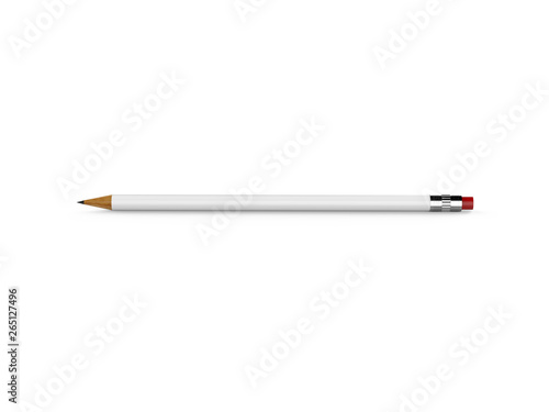 Blank white round pencil mock up template on isolated white background, 3d illustration