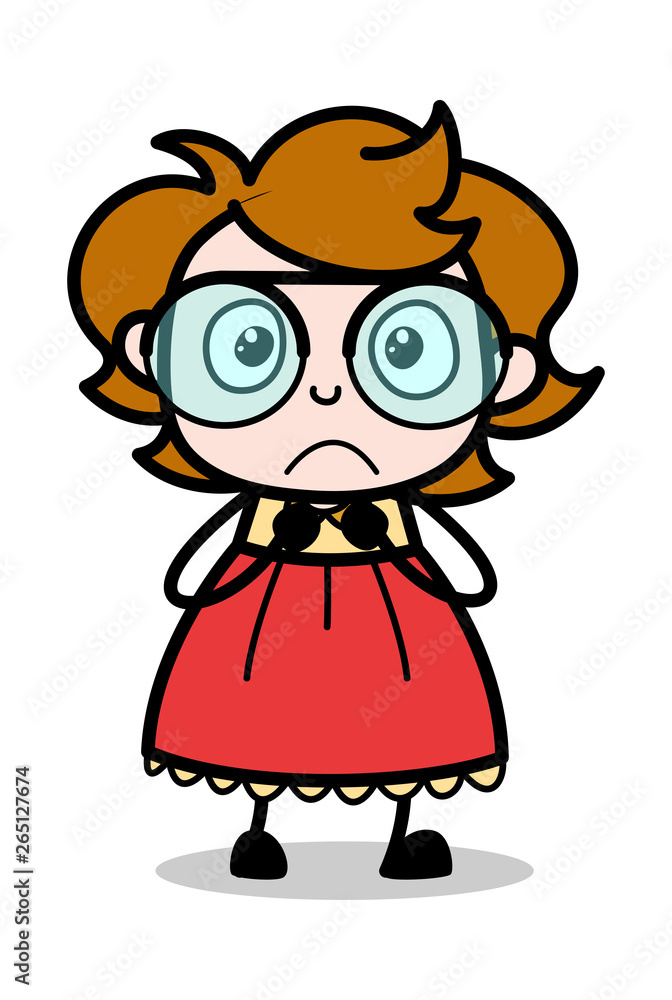 Scaring - Teenager Cartoon Intelligent Girl Vector Illustration Scaring - Teenager Cartoon Intelligent Girl Vector Illustration