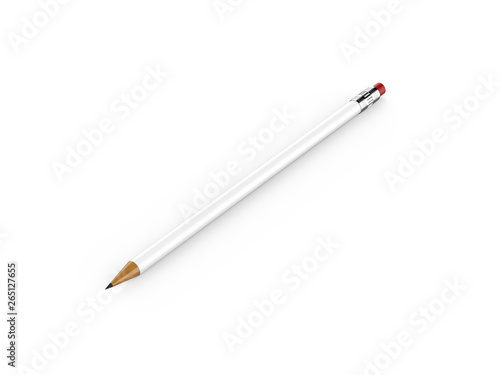 Blank white round pencil mock up template on isolated white background, 3d illustration
