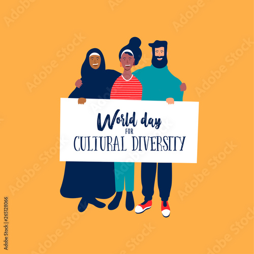 Cultural Diversity day card of diverse friends
