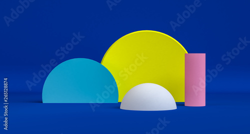 Minimalist abstract background, primitive geometrical figures, trend poster, 3D render ,for the advertized.