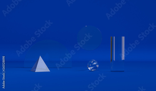 Minimalist abstract background  primitive geometrical figures  trend poster  3D render  for the advertized.