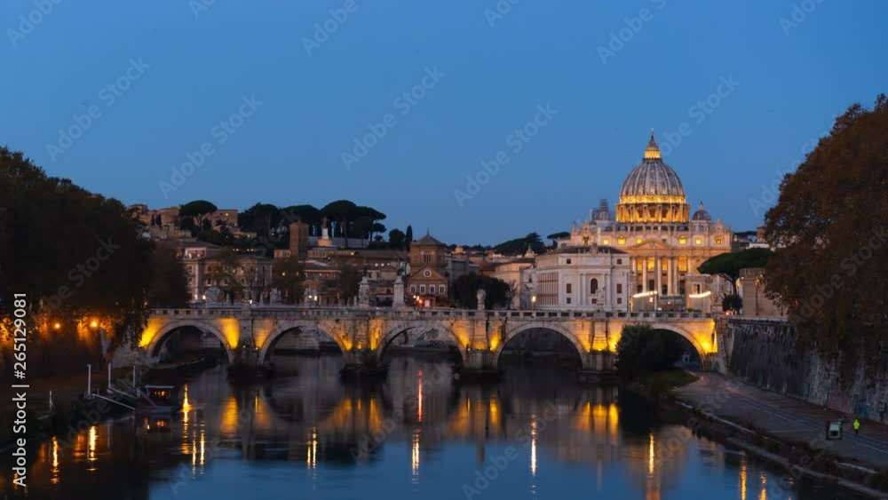 hyper lapse of St. Peters Basilica, Sant Angelo Bridge, Vatican, Rome, Italy hyper lapse of St. Peters Basilica, Sant Angelo Bridge, Vatican, Rome, Italy