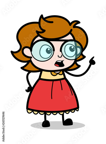 Wonder Face Gesture - Teenager Cartoon Intelligent Girl Vector Illustration © TheToonCompany