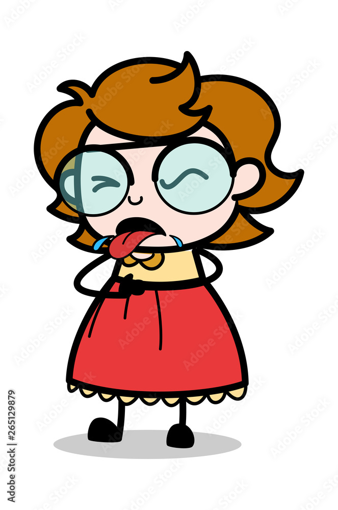 Cough - Teenager Cartoon Intelligent Girl Vector Illustration Cough - Teenager Cartoon Intelligent Girl Vector Illustration