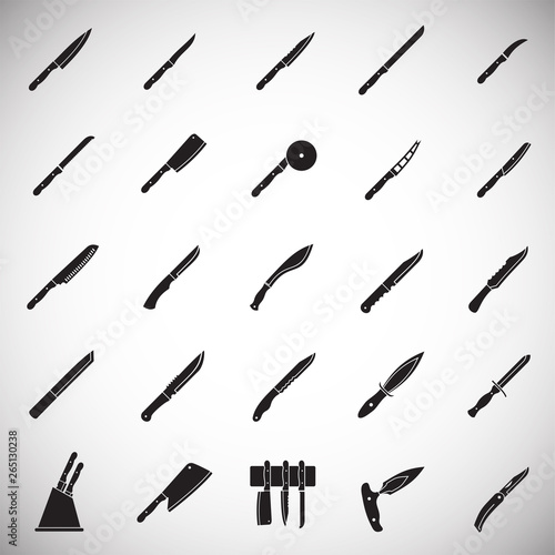 Knifes icons set on white background for graphic and web design. Simple vector sign. Internet concept symbol for website button or mobile app.