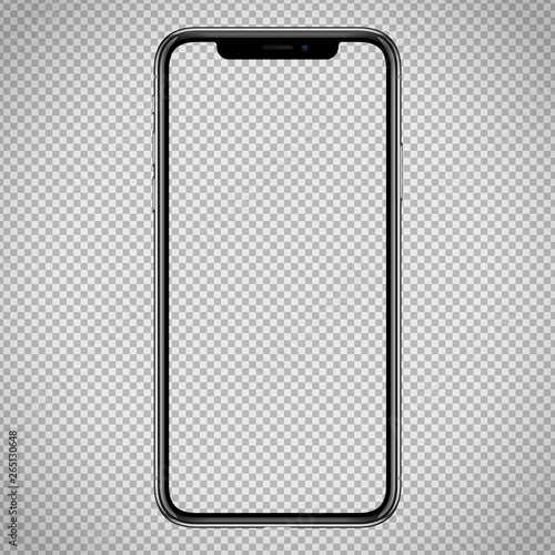 new vector Smartphone template for web interface, app demo mockup. No frames and blank screen on transparent backround photo