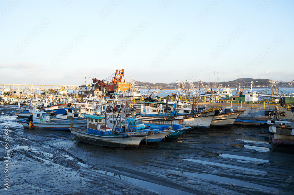 The Ebb and Flow of the Tide. Gunsan Port in Korea.