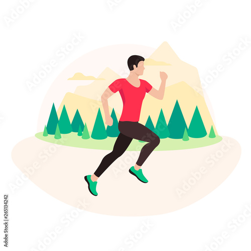 Jogging and running man. Runner in motion.
