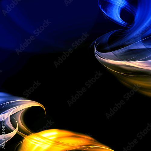abstract blue and gold frac...
