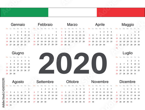 Vector Italian circle calendar 2020