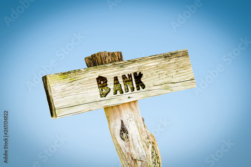 Fotografie Street Sign the Direction Way to Bank