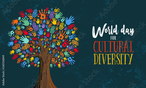 Cultural Diversity Day tree hand concept illustration