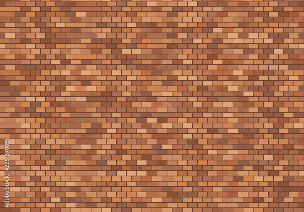 Old brick wall background. Red bricks texture seamless pattern vector.