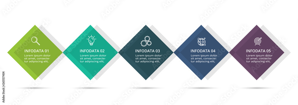 Fototapeta premium Creative concept for infographic with 5 steps, options, parts or processes. Business data visualization. Vector business template for timeline presentation.