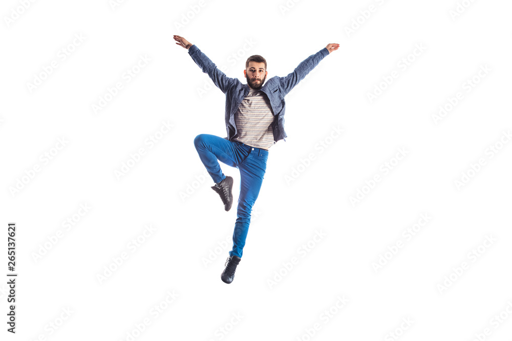 Fototapeta premium Woman on dance training isolated on white