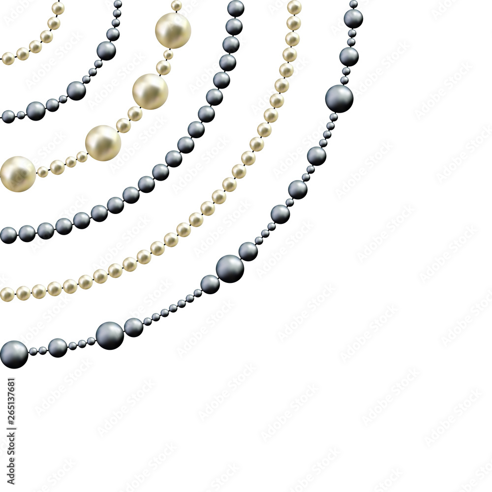Fototapeta premium Pearls. Jewelry. Vector illustration. Beads. Thread. Decorations.