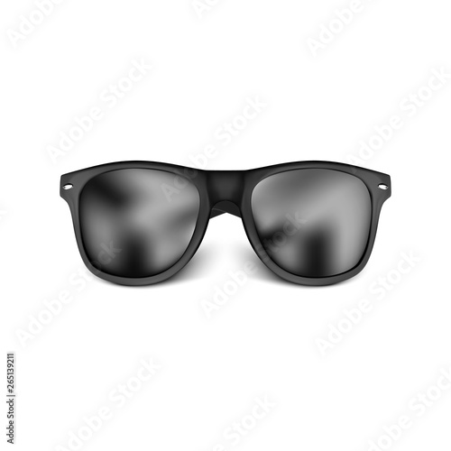 realistic black sun glasses isolated on white background. vector illustration