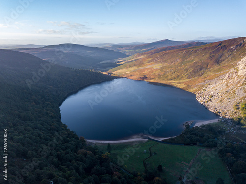 Lough Tay in the Wicklow Mountains on a cold spring morning.