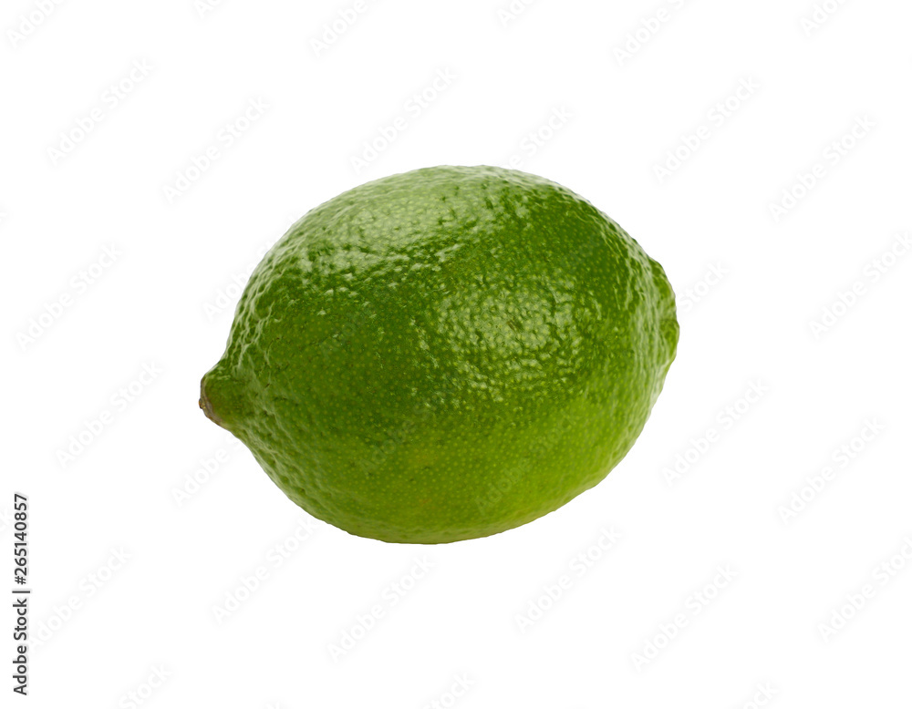 Close up one whole green lime isolated on white Close up one whole green lime isolated on white
