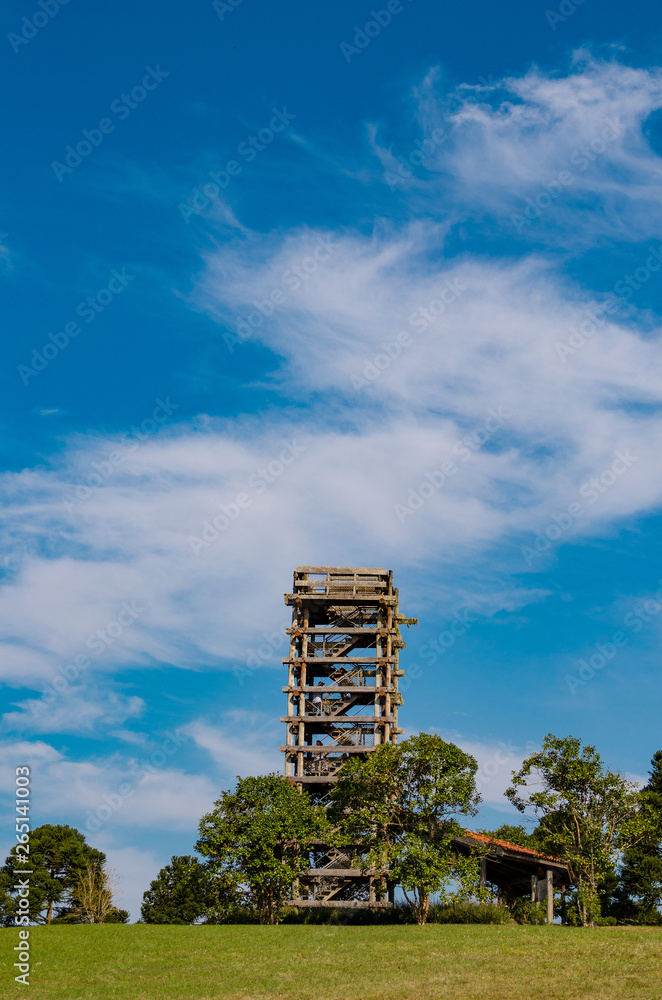 Blue lake observation tower in Piraquara, Brazil