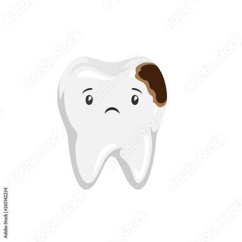 Illustration of sick tooth with caries.