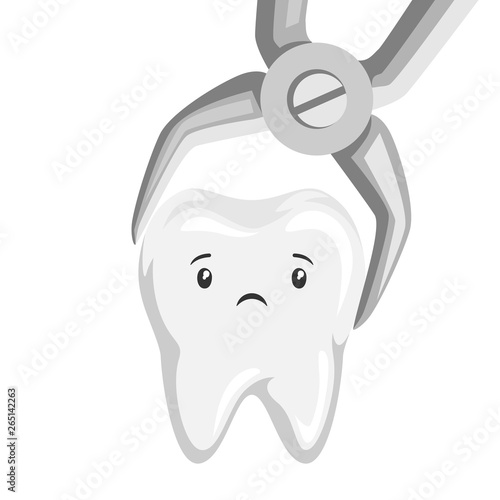 Illustration of tooth is removed by forceps.