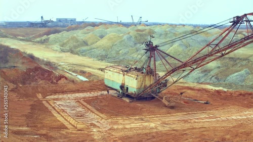 Work dragline excavator. Open source development. Metallurgical industry of Ukraine, Nikopol district. photo