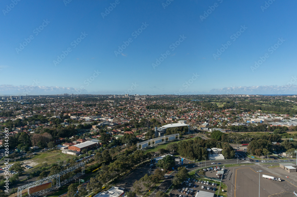 Aerial view of Sydney neighbourhoods, suburbs of Rosebery and Eastlakes