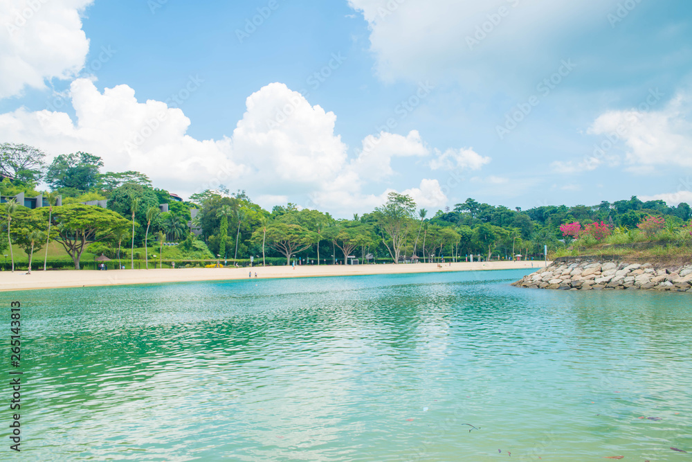 Fototapeta Palawan beach in Sentosa Island, Singapore.