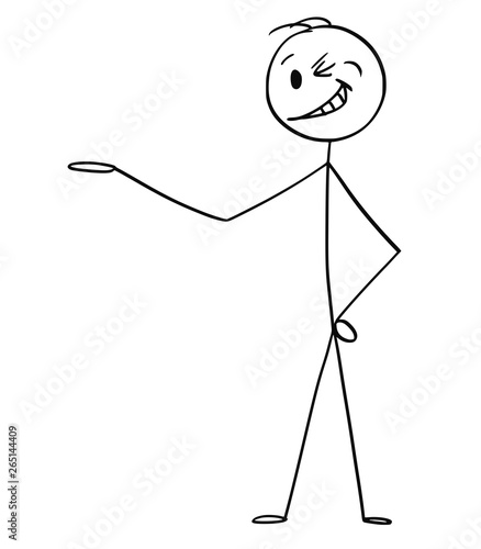 Cartoon Stick Figure Drawing Conceptual Illustration Of Smiling And Winking Man Or Businessman Pointing His Hand And Offering Or Showing Something Stock Vector Adobe Stock Cartoon Stick Figure Drawing Conceptual Illustration Of Smiling And Winking Man Or Businessman Pointing His Hand And Offering Or Showing Something Stock Vector Adobe Stock