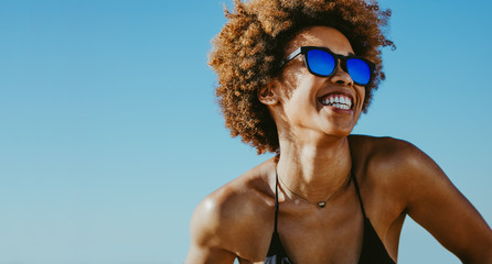 Cheerful woman on summer vacation