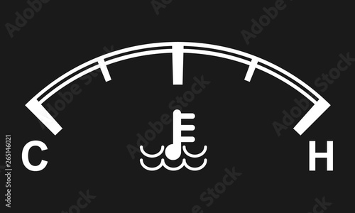 Car engine temperature gauge. Hot and cold symbols. Vector illustration.