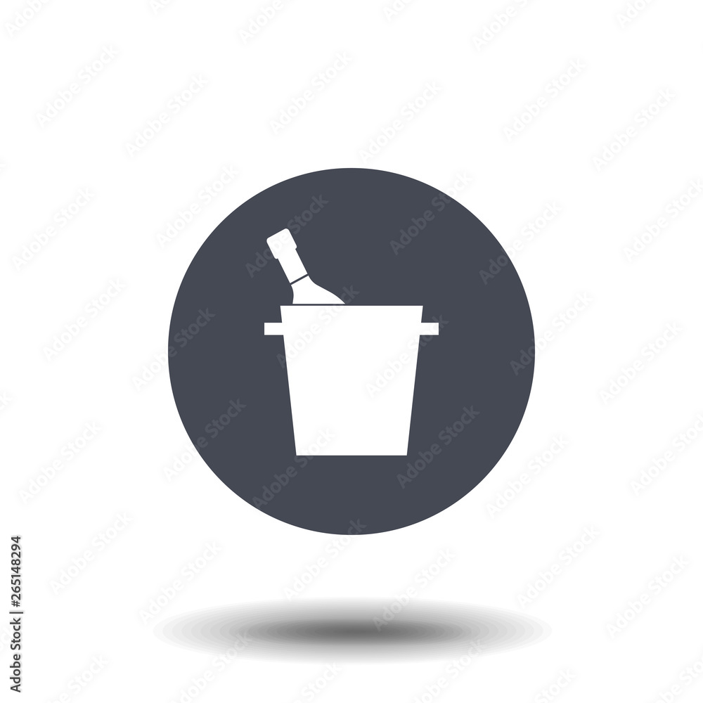 Champagne bottle in a bucket with ice icon vector isolated on background. Alcohol celebration wine champagne bottle. Champagne bottle in a bucket with ice icon vector isolated on background. Alcohol celebration wine champagne bottle.