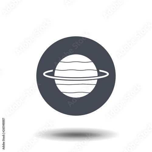 Planet Saturn with planetary ring system flat vector icon for astronomy apps and websites