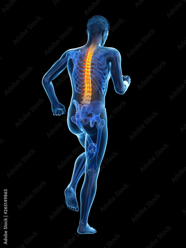 3d rendered medically accurate illustration of a walking man with a painful back 3d rendered medically accurate illustration of a walking man with a painful back