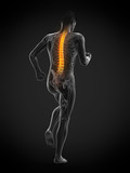 3d rendered medically accurate illustration of a walking man with a painful back