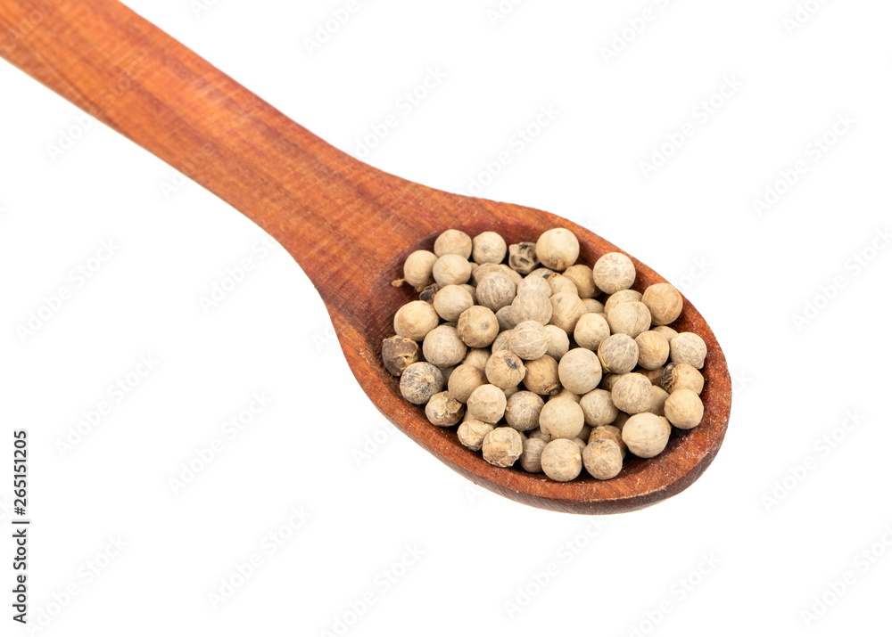 White pepper peas in spoon White pepper peas in spoon