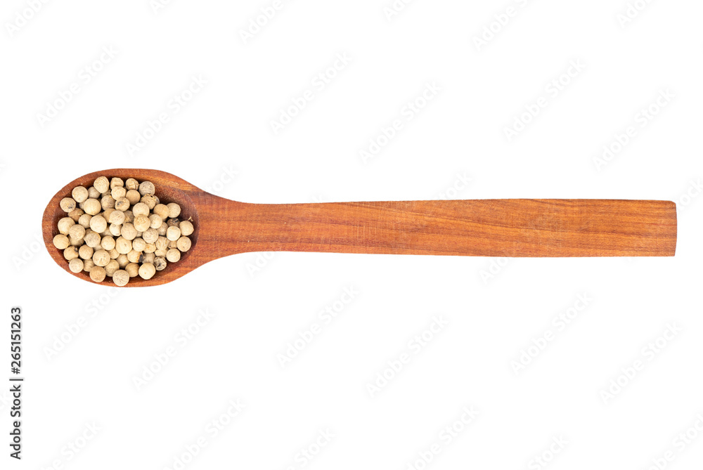 White pepper peas in spoon White pepper peas in spoon