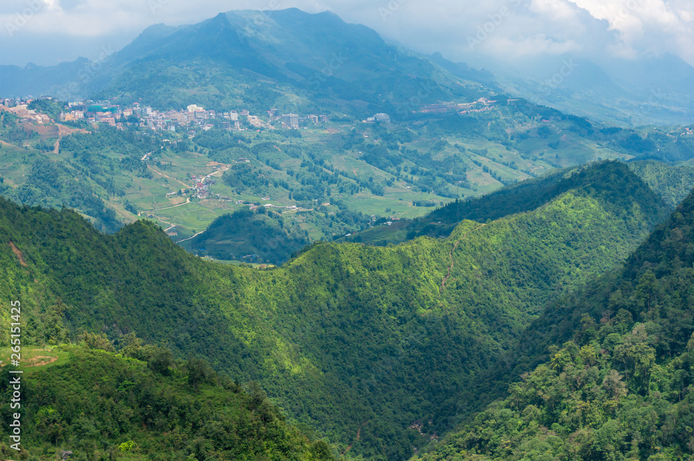 Panoramic view of mountain tops in Vietnam